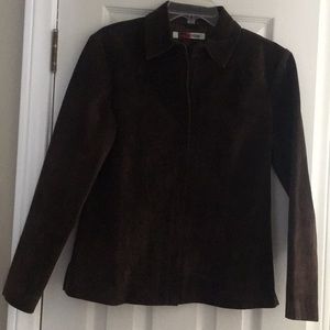 Jacket-100% Leather Suede in rich brown
